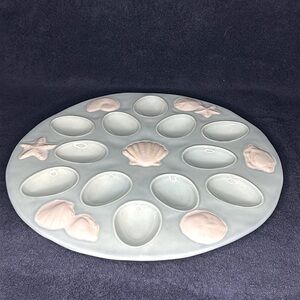 Deviled Egg Serving Platter. Shoreline Collection by Home Studio. Blue Sea-foam